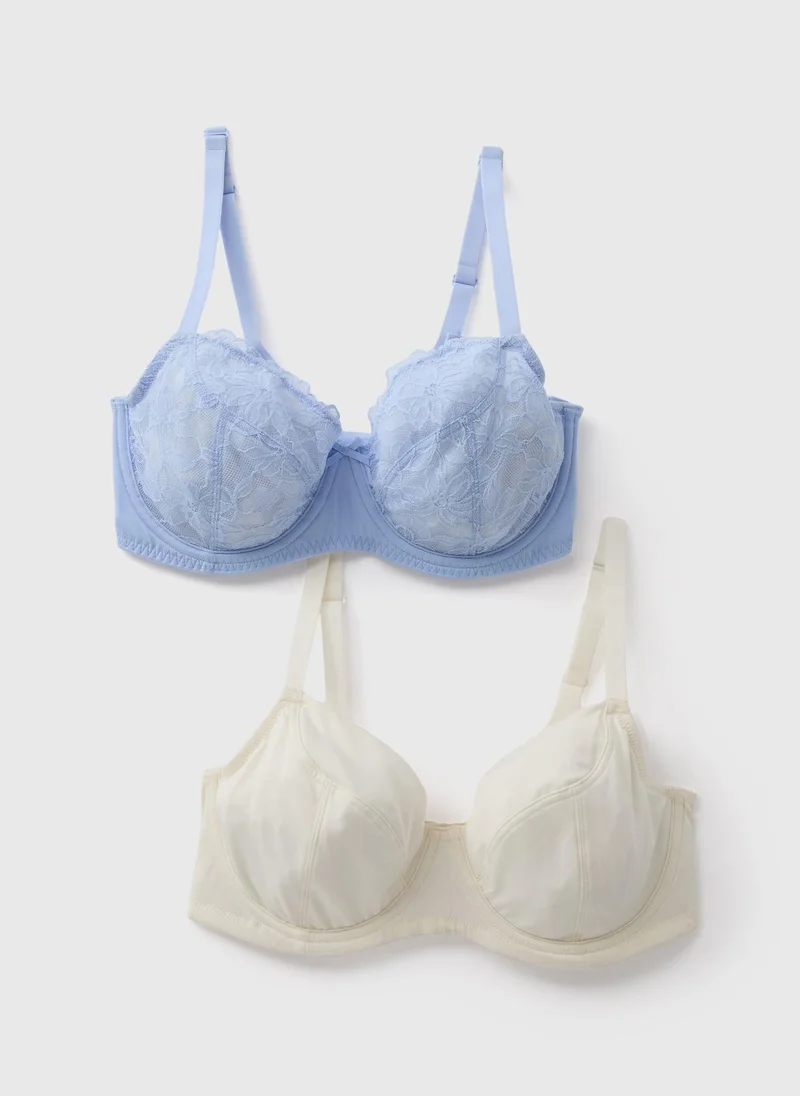 Matalan 2 Pack DD+ Blue Full Bras
