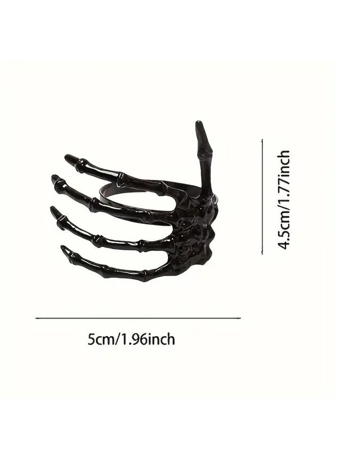 Black Metallic Skull Hand Napkin Ring Halloween Party Home Decor - Image 4