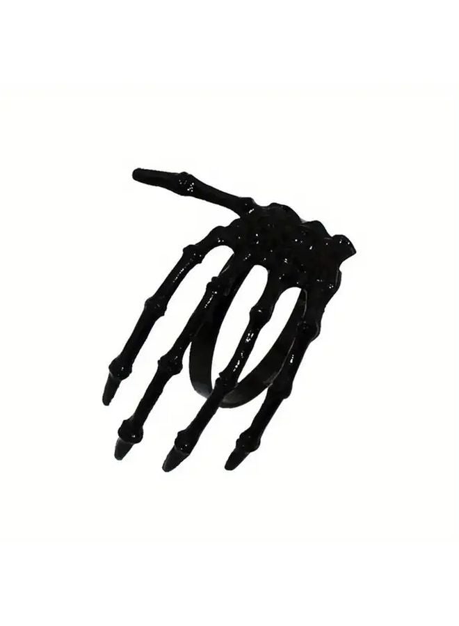 Black Metallic Skull Hand Napkin Ring Halloween Party Home Decor - Image 5
