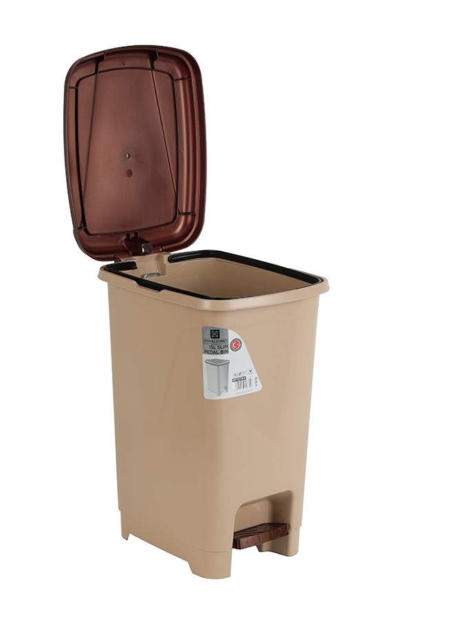 Royalford - Slim Pedal Dust Bin 15L Plastic Waste Bin Practical Slim Bin for Bathroom, Kitchen or Office Foot Pedal Trash Bin for Commercial Purpose - Image 1