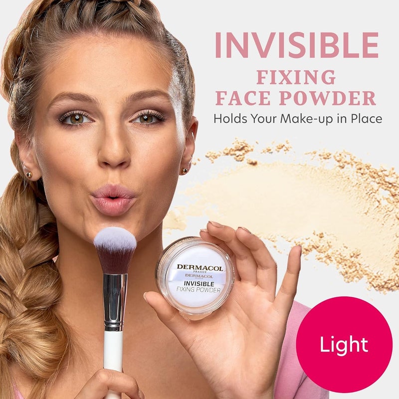 Dermacol - Invisible Fixing Face Powder, Touch-proof Translucent Setting Powder for Oily Skin & Other Skin Types, Loose Powder Makeup, Frangrance-Free Matte Powder with Powder Puff, Light, 13.5 g - Image 2