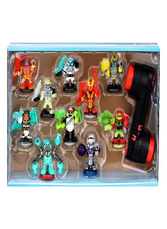 Legends of Akedo Exclusive Button Bash Collector Pack Contains 10 Ultimate Arcade Warrior Action Figures and 2 Button Bash Controllers, Multicolor