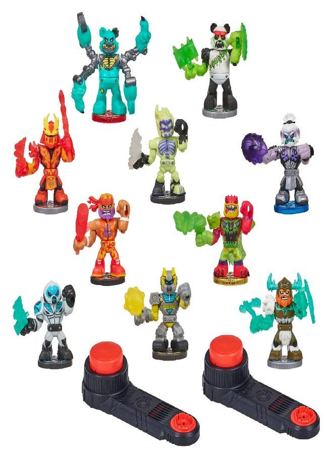 Legends of Akedo Exclusive Button Bash Collector Pack Contains 10 Ultimate Arcade Warrior Action Figures and 2 Button Bash Controllers, Multicolor