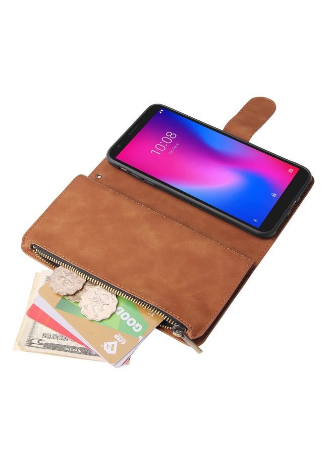 Asuwish Compatible with ZTE Avid 579 Z5156CC Wallet Case and Tempered Glass Screen Protector Leather Flip Cover Card Holder Stand Cell Accessories Phone Cases for ZTE Blade A3 2020/A3 Joy Women Brown - Image 4