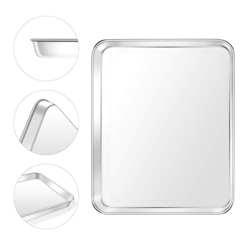 Yododo Baking Sheet, Yododo Stainless Steel Baking Pans Tray Cookie Sheet Toaster Oven Tray Pan Cookie Pan, Non Toxic & Healthy, Superior Mirror Finish & Rust Free, Easy Clean & Dishwasher Safe - 23Â½ inch - Image 4