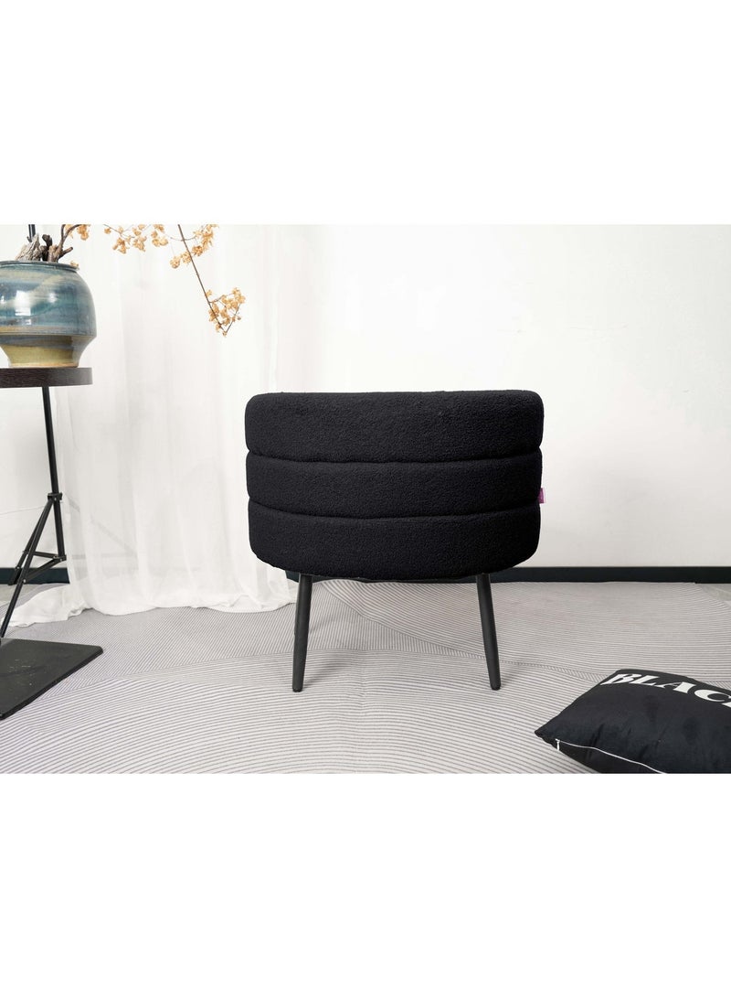 Crest J Luxury Curved Bouclé Accent Chair | 74 cm Width × 62 cm Depth × 70 cm Height | Modern Lounge Chair with Spacious Seat and Padded Backrest - Image 3