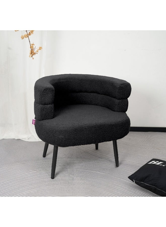 Crest J Luxury Curved Bouclé Accent Chair | 74 cm Width × 62 cm Depth × 70 cm Height | Modern Lounge Chair with Spacious Seat and Padded Backrest - Image 4