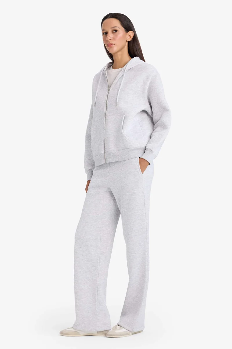 ديفاكتو Straight Fit Basic High Waist Thick Sweatpants