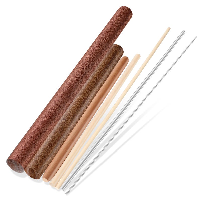 Baderke 7 Pcs Italian Rolling Pins Set Wood and Stainless Steel Pasta Rolling Pin Dough Pasta Roller for Making Wontons Dumplings Pastas Ramen Udon Noodles Flat Bread Tortillas - Image 2