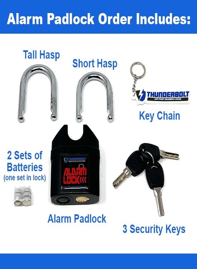 THUNDERBOLT Alarm Padlock Anti-Theft Security Keyed Padlock Lock 110dB (decibels) Sound Siren - Image 4