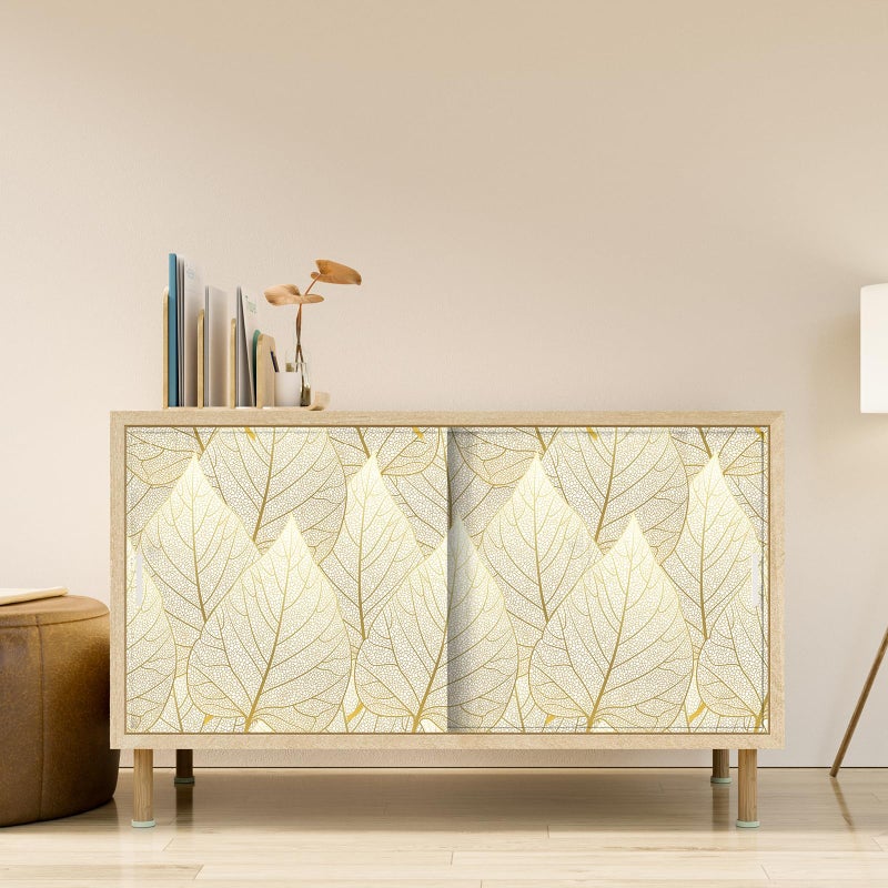 VaryStyle 17.7"x118" Luxury Gold Leaf Wallpaper White/Gold Peel and Stick Wallpaper Leaves Wall Mural Self Adhesive Stick on Vinyl Wallpaper Gold Contact Paper for Cabinets Bathroom Walls Shelf Liner - Image 2