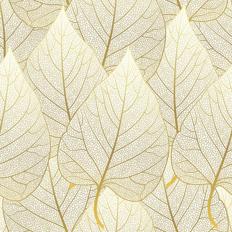 VaryStyle 17.7"x118" Luxury Gold Leaf Wallpaper White/Gold Peel and Stick Wallpaper Leaves Wall Mural Self Adhesive Stick on Vinyl Wallpaper Gold Contact Paper for Cabinets Bathroom Walls Shelf Liner - Image 1