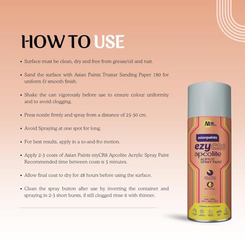 Asian Paints آسيان بينتس ezyCR8 Apcolite DIY سبراي بينت – فضي، 400ml، 100% أكريليك | استخدام متعدد الأسطح: المعدن، الخشب والجدران - Image 5