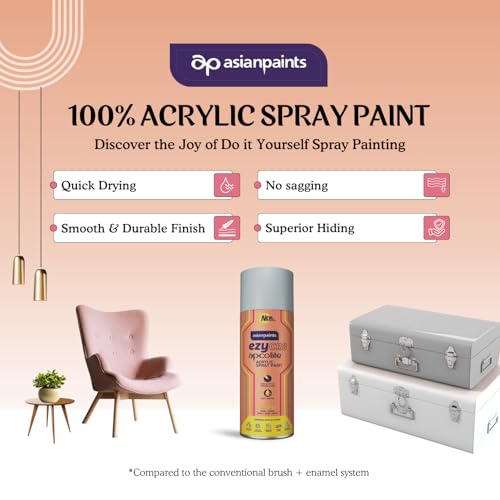 Asian Paints آسيان بينتس ezyCR8 Apcolite DIY سبراي بينت – فضي، 400ml، 100% أكريليك | استخدام متعدد الأسطح: المعدن، الخشب والجدران - Image 2
