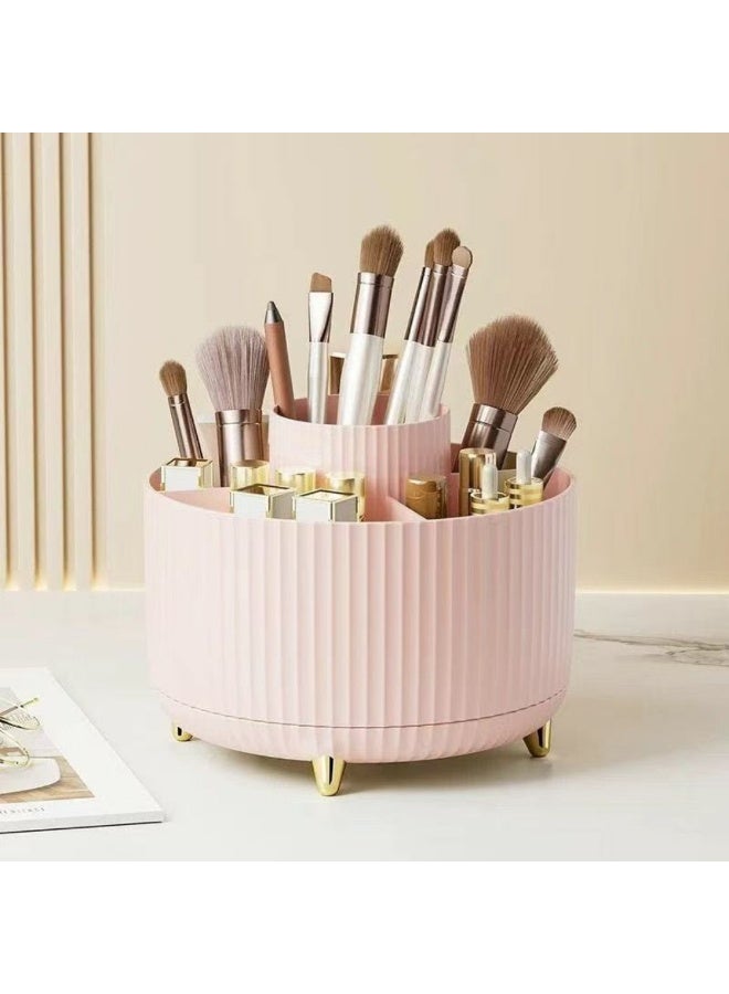 ✨Pink 360° Rotating Makeup Organizer✨ Large Capacity Cosmetic Storage Box for Brushes & Lipsticks | Cute Desktop Organizer for Girls | Multi-Compartment Beauty Box - Image 2