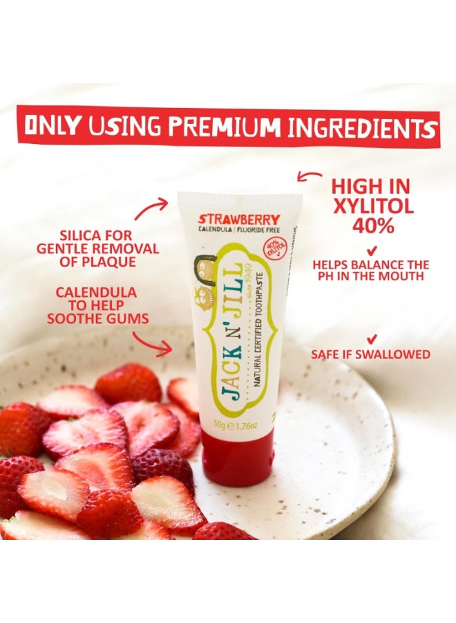 Jack N' Jill Kids Natural Toothpast, Helps Soothe Gums & Fight Tooth Decay, Suitable From 6 Months+, Strawberry Flavour - Image 2