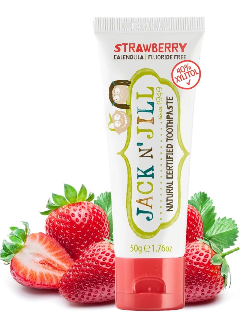 Jack N' Jill Kids Natural Toothpast, Helps Soothe Gums & Fight Tooth Decay, Suitable From 6 Months+, Strawberry Flavour - Image 1