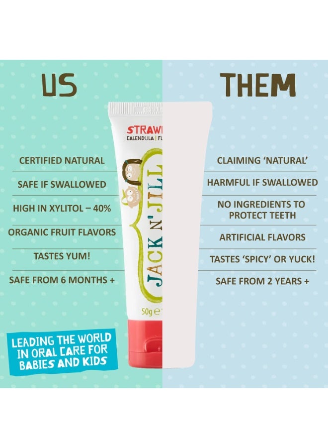 Jack N' Jill Kids Natural Toothpast, Helps Soothe Gums & Fight Tooth Decay, Suitable From 6 Months+, Strawberry Flavour - Image 3