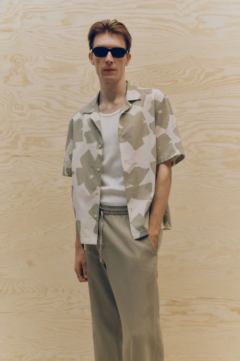 اتش اند ام بنطلون من الكتان بقصة مريحة