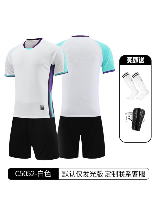C5052-white (socks Shingers) Children's Football Game Campus Sports Meeting Team Uniform Set Toddler Football Jersey Jersey Quick-drying Training Uniform