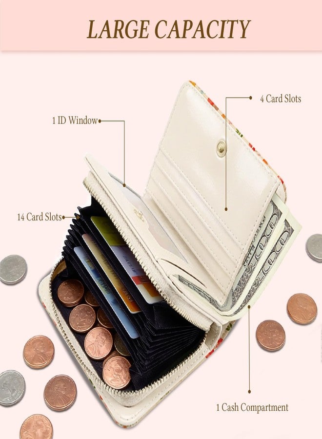 Wazzio Cute Mushroom Wallet for Women, PU Leather Accordion Wallet, Credit Card Holder with 1 ID Window 14 Card Slots, Zipper Coin Purse for Ladies Girls Teen Female - Image 3