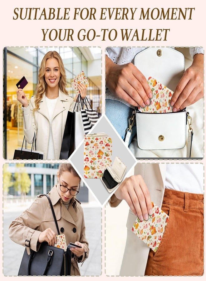 Wazzio Cute Mushroom Wallet for Women, PU Leather Accordion Wallet, Credit Card Holder with 1 ID Window 14 Card Slots, Zipper Coin Purse for Ladies Girls Teen Female - Image 5
