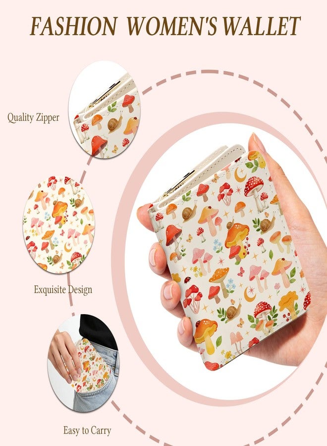 Wazzio Cute Mushroom Wallet for Women, PU Leather Accordion Wallet, Credit Card Holder with 1 ID Window 14 Card Slots, Zipper Coin Purse for Ladies Girls Teen Female - Image 4