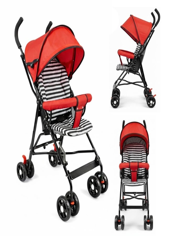 أو بيبي عربة أطفال OBABY مزودة بمقعد قابل للإمالة، ومظلة قابلة للتعديل، وحزام أمان، وعجلات سلسة، وتصميم قابل للطي صغير الحجم (عربة أطفال قابلة للطي باللون الأحمر) - Image 1