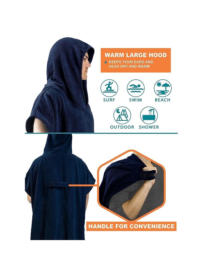 رداء تغيير ملابس ركوب الأمواج مع غطاء للرأس | منشفة تغيير ملابس السباحة سريعة الجفاف من الألياف الدقيقة مع جيب لركوب الأمواج للرجال والنساء (اللون: أزرق داكن) - Image 5
