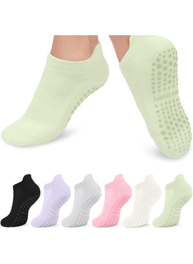 8 Pairs Yoga Socks For Women Non Slip Grips Pilates Socks For Yoga, Pilates, Ballet, Dance, Workout, Hospital – Black Orange Green Purple White Yellow Grey Pink - Image 3