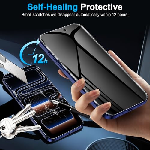 LYWHL 2 Pack for iPhone 17 Pro Privacy Screen Protector [Like Original Touch Sensitivity], Anti-Spy Private iPhone 17 Pro Film [Non-Glass], Case Friendly, Scratch-Resistant, Self-Healing - Image 4