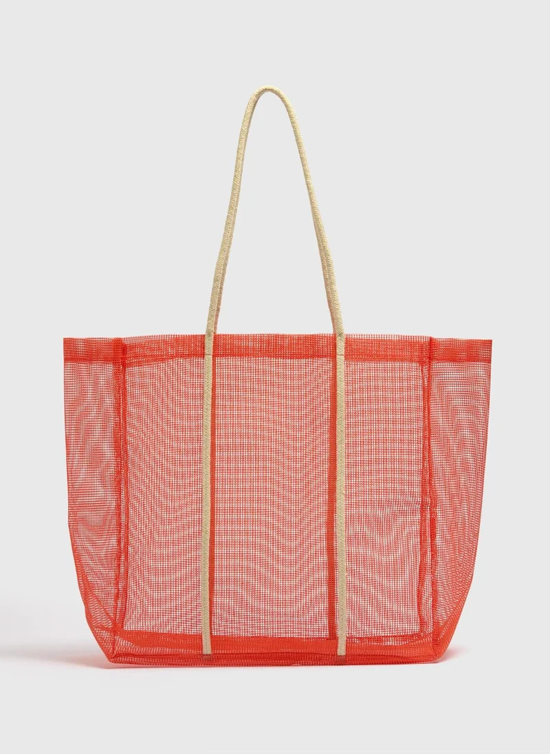 Matalan Orange Mesh Beach Bag