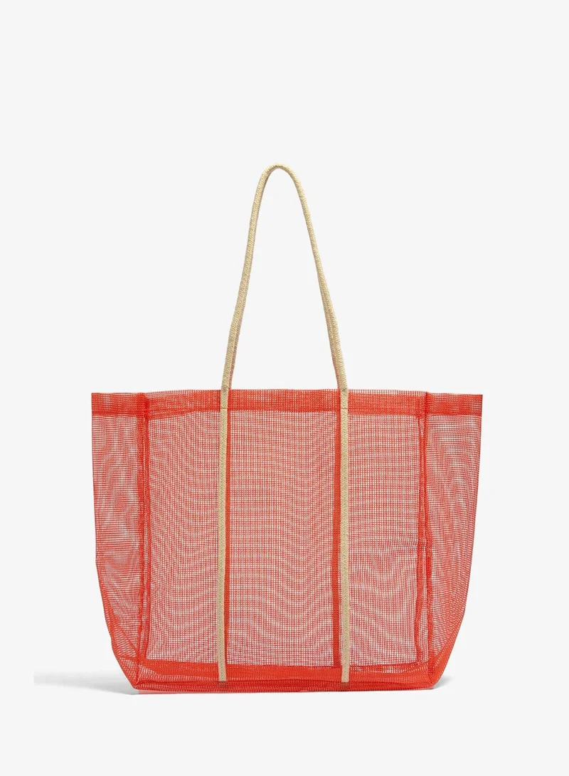 Orange Mesh Beach Bag