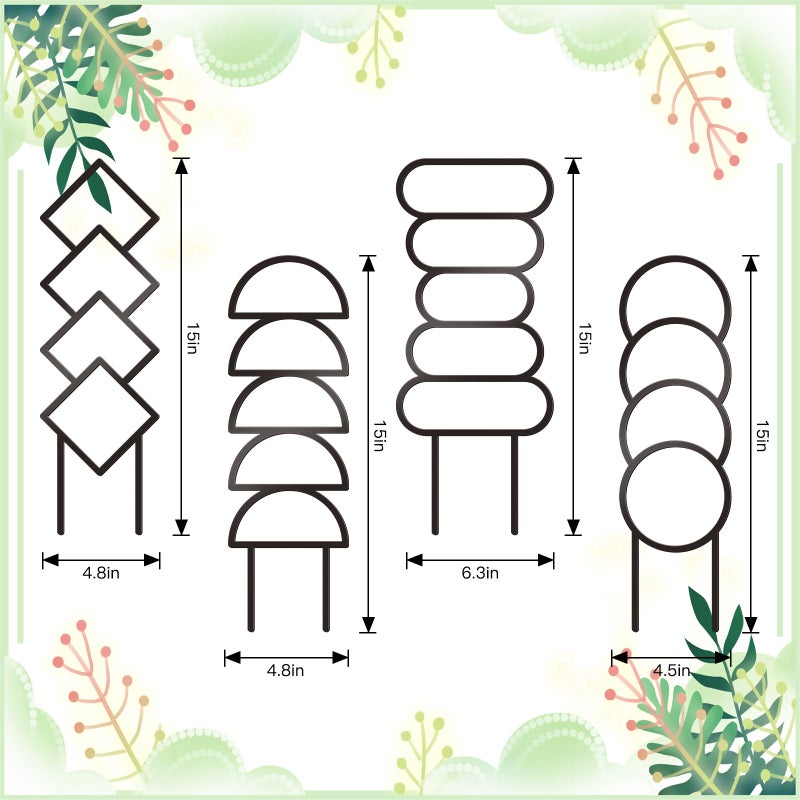 KOYILTD 4 Pcs Trellises for Climbing Plants Indoor Metal Climbing Plant Support Metal Plant Trellis for Pots Garden Trellis for Climbing Plants for Plant Lovers (Style 1) - Image 3