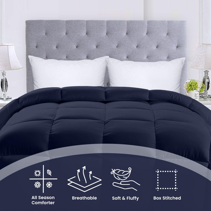 Utopia Bedding Comforters King Size, All Season Duvet Insert, Down Alternative Box Stitched Bed Comforter with Corner Tabs, Machine Washable (Navy) - Image 3