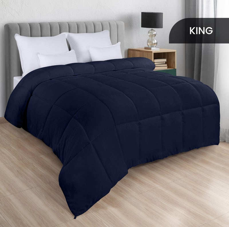 Utopia Bedding Comforters King Size, All Season Duvet Insert, Down Alternative Box Stitched Bed Comforter with Corner Tabs, Machine Washable (Navy) - Image 2
