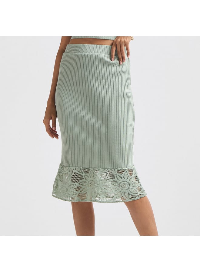 Splash FAV Textured Pencil Skirt with Elasticated Waistband  - Image 1