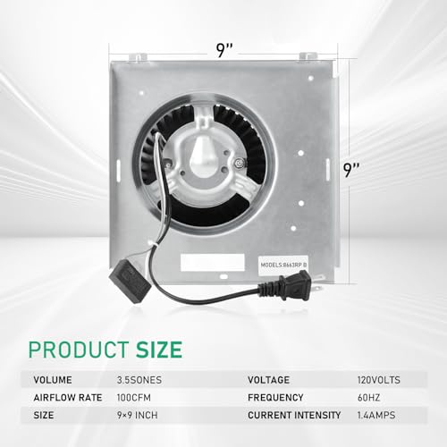 Motoasis 【Upgrade】 8663RP 8664RP B Unit,Compatible with Nutone 8664RP B Unit 100CFM Fan 8664, 8664B, 8663, 8663B, 8663P, 8663DG, 8663F,8663RF,8663FL,6445,6445B,6445RP,3.5 Sone,9"x9", S97017706, S97017705 - Image 5