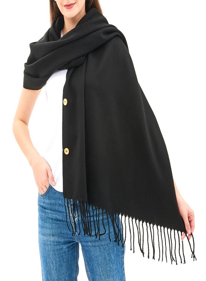 Alpine Swiss Womens Shawl Evening Wrap Pashmina Large Scarf Fringe Cape Poncho Black - Image 3