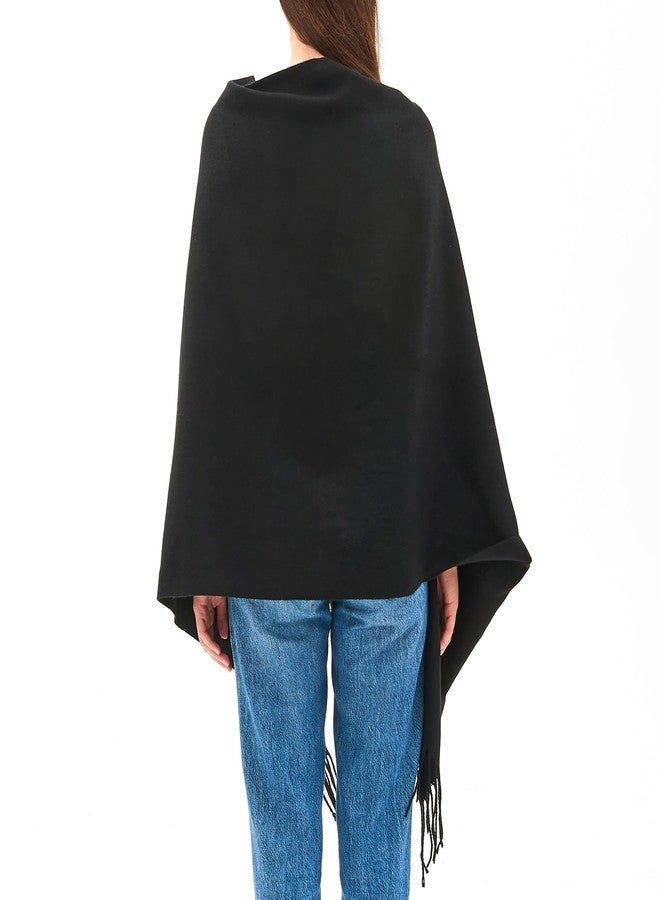 Alpine Swiss Womens Shawl Evening Wrap Pashmina Large Scarf Fringe Cape Poncho Black - Image 5