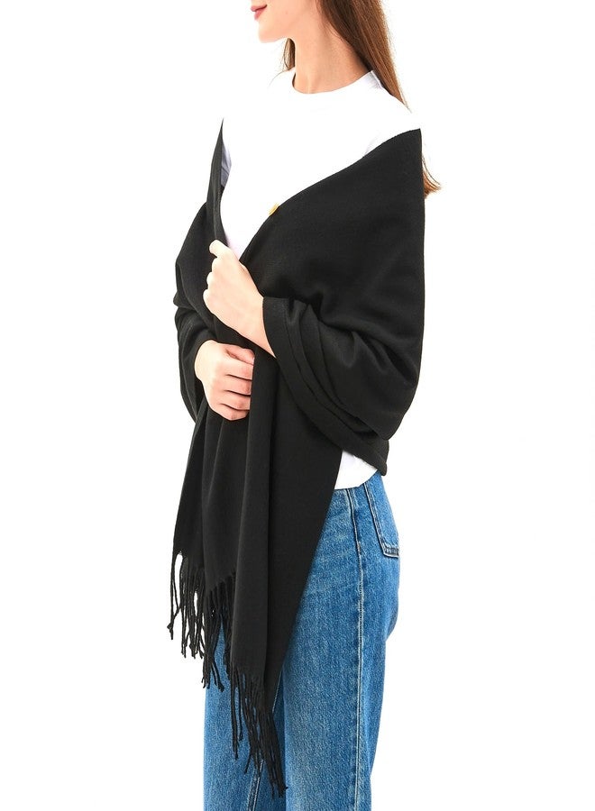 Alpine Swiss Womens Shawl Evening Wrap Pashmina Large Scarf Fringe Cape Poncho Black - Image 4