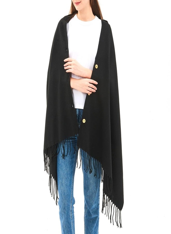 Alpine Swiss Womens Shawl Evening Wrap Pashmina Large Scarf Fringe Cape Poncho Black - Image 1