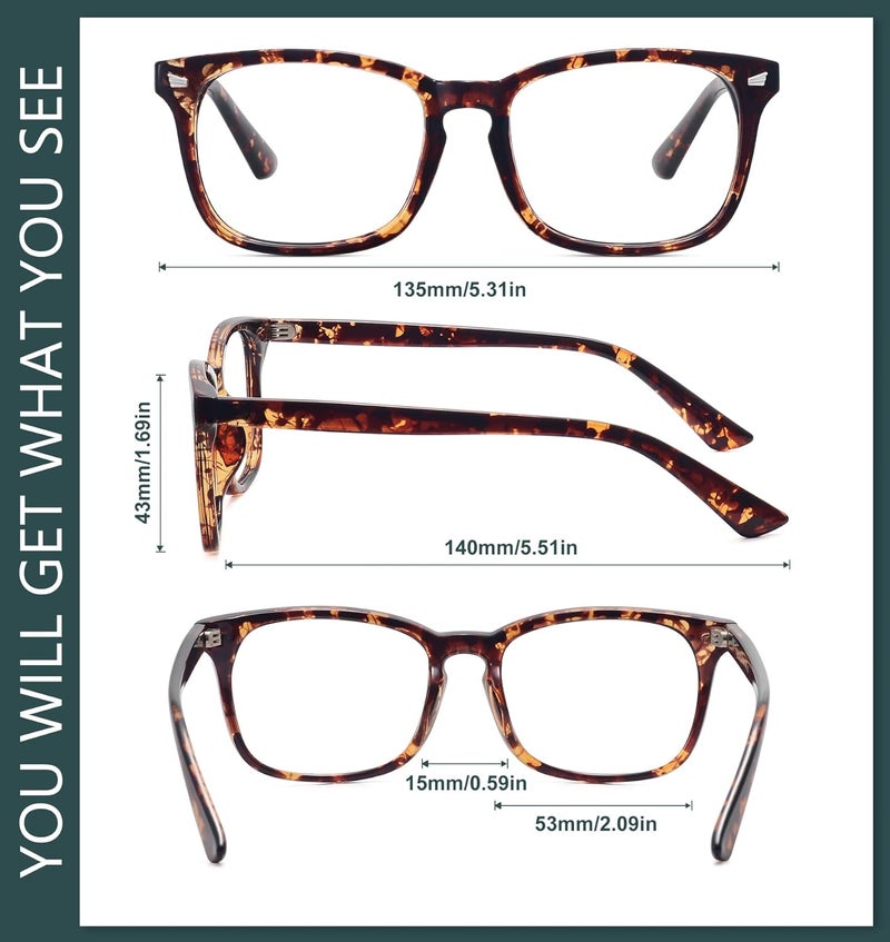 WOWSUN Unisex Stylish Nerd Non-prescription Glasses, Clear Lens Eyeglasses Frames, Fake Glasses - Image 5