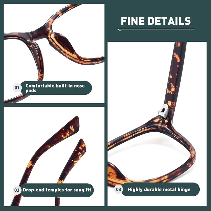 WOWSUN Unisex Stylish Nerd Non-prescription Glasses, Clear Lens Eyeglasses Frames, Fake Glasses - Image 3
