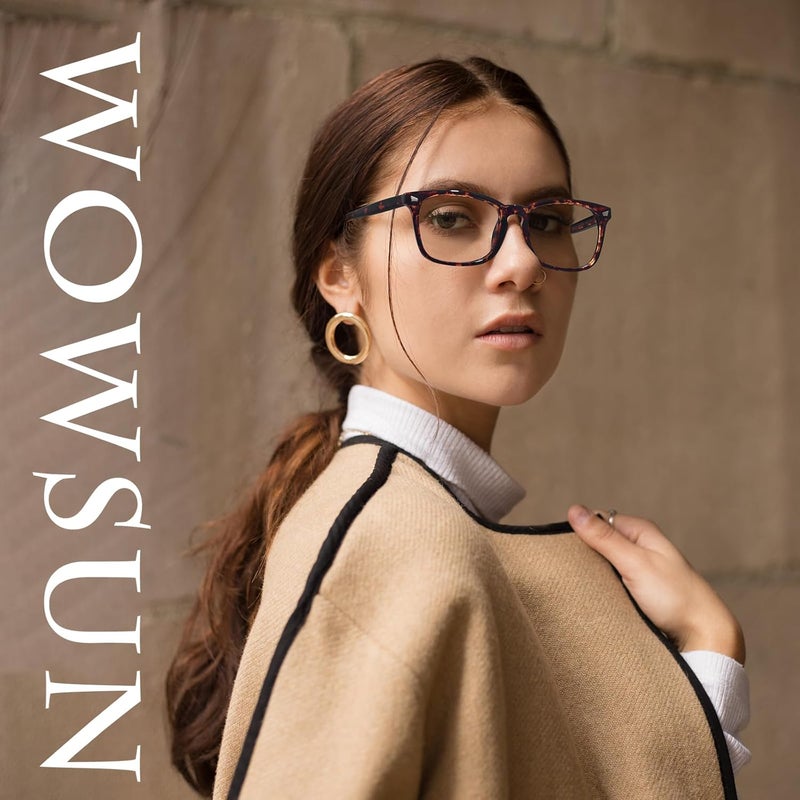 WOWSUN Unisex Stylish Nerd Non-prescription Glasses, Clear Lens Eyeglasses Frames, Fake Glasses - Image 2