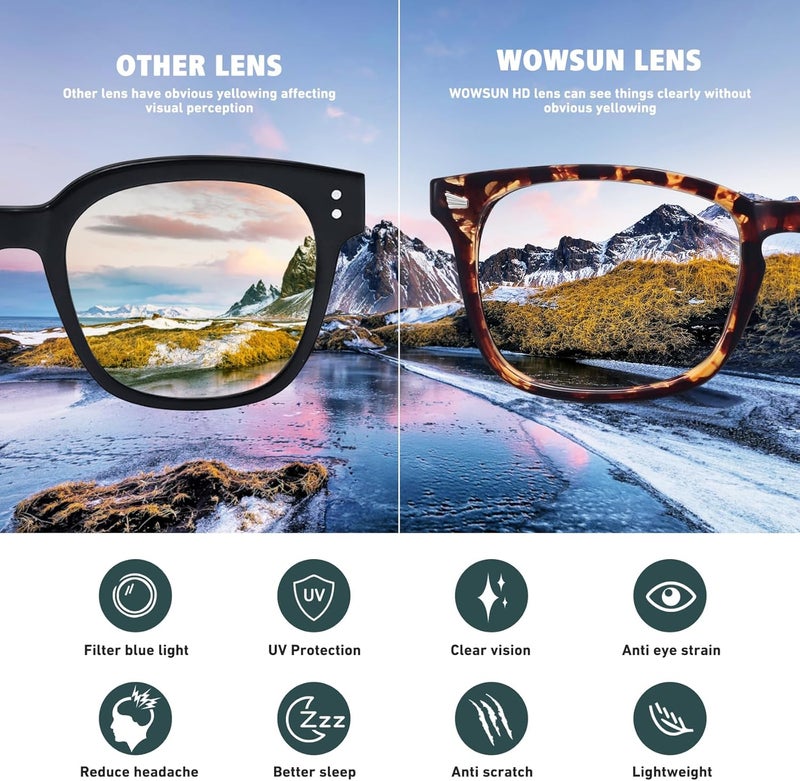WOWSUN Unisex Stylish Nerd Non-prescription Glasses, Clear Lens Eyeglasses Frames, Fake Glasses - Image 4