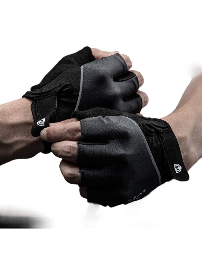 LAC Sports Gloves For Men And Women, Fitness Gloves, Training Gloves, Non-Slip Protective Half-Finger Breathable Gloves, Silver Gray, Size L - Image 1