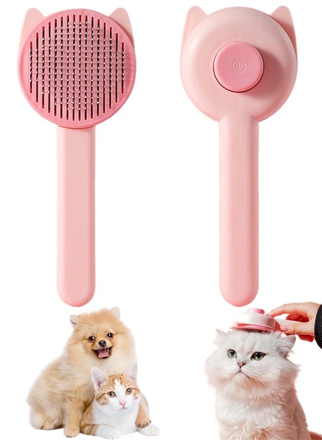 فرشاة الحلاقة القطط ذاتية التنظيف فرش ناعمة للكلاب القطط أداة فرشاة الأليفة تزيل بلطف الحصائر السفلية السائبة تدليك الشعر المتشابك - الذاتي مناسب للحيوانات الأليفة ذات الشعر الطويل أو القصير الوردي - Image 1