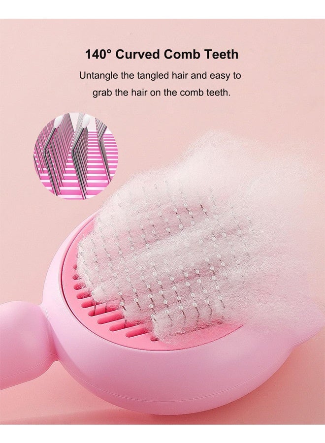 فرشاة الحلاقة القطط ذاتية التنظيف فرش ناعمة للكلاب القطط أداة فرشاة الأليفة تزيل بلطف الحصائر السفلية السائبة تدليك الشعر المتشابك - الذاتي مناسب للحيوانات الأليفة ذات الشعر الطويل أو القصير الوردي - Image 5