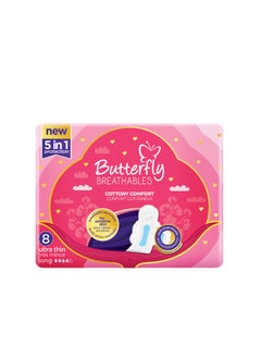 BUTTERFLY Butterfly Breathables Ultra-Thin Cottony Sanitary Pads Long - 8 Count  - Image 1